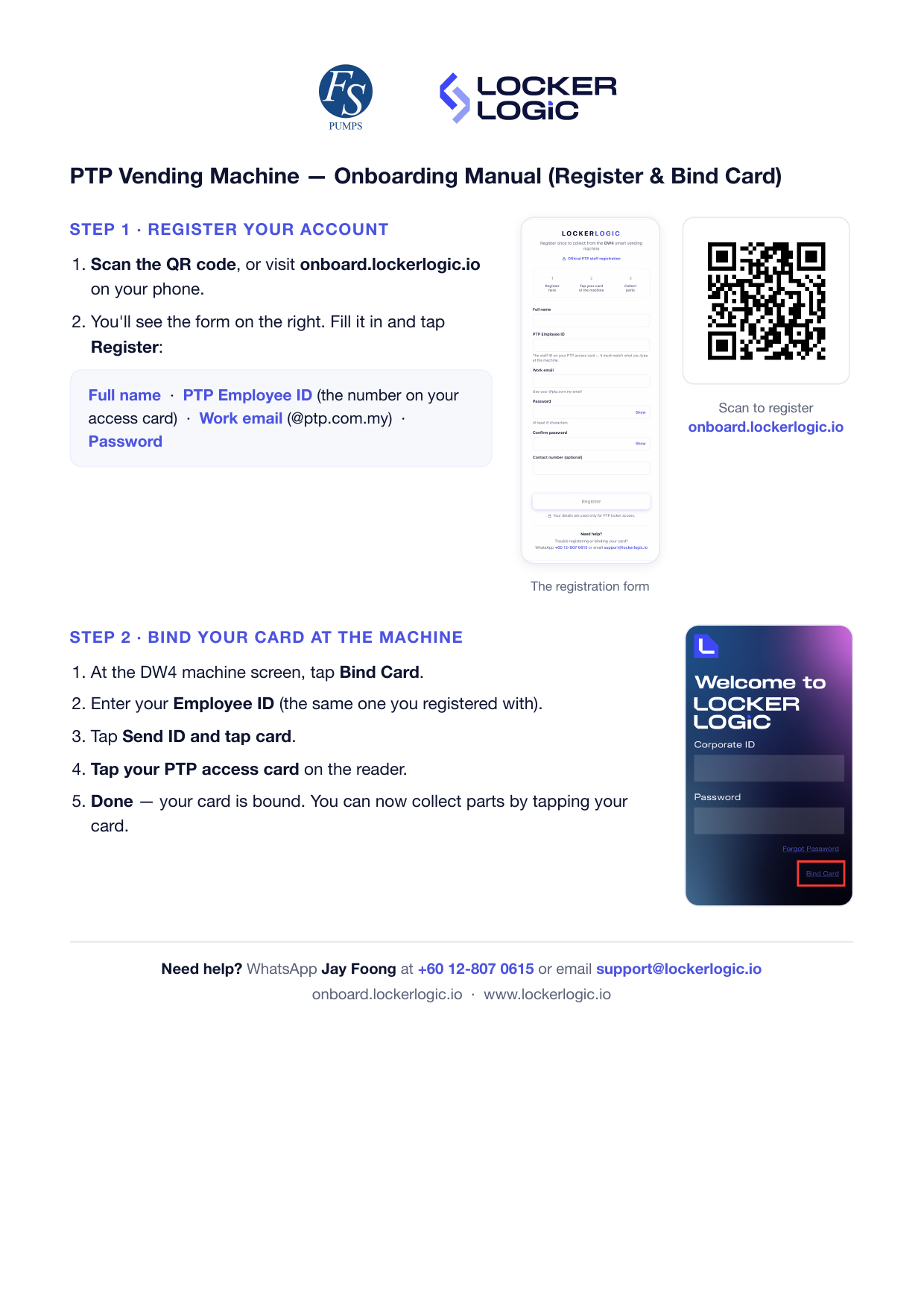 LockerLogic — PTP onboarding manual